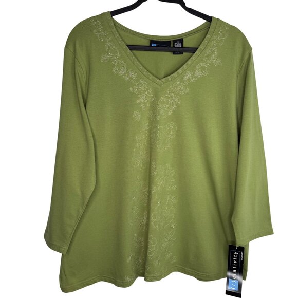 Bundle of‎ 3 NWT New With Tags 1X/XL Womens 95%+ Cotton Blouses with 3/4 Sleeves - Picture 2 of 13